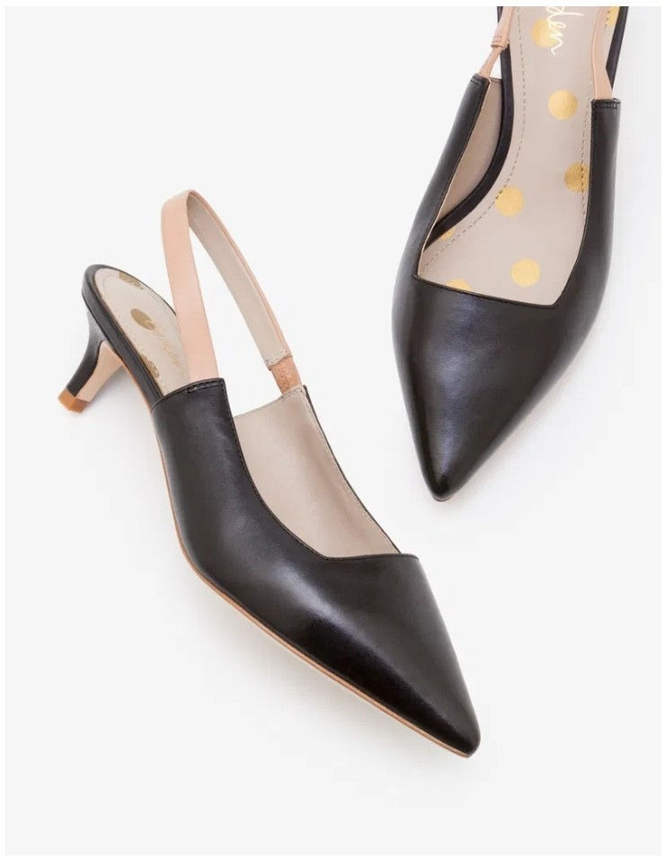 BODEN Florrie Kitten Leather Heel Slingbacks RRP £98 Size 40/6.5 Brand New H10