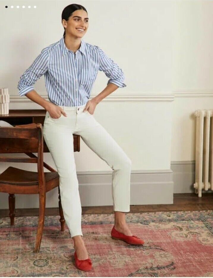 BODEN Slim Straight Ankle Jeans ECRU T0550 RRP £55 SIZE UK 22R BRAND NEW