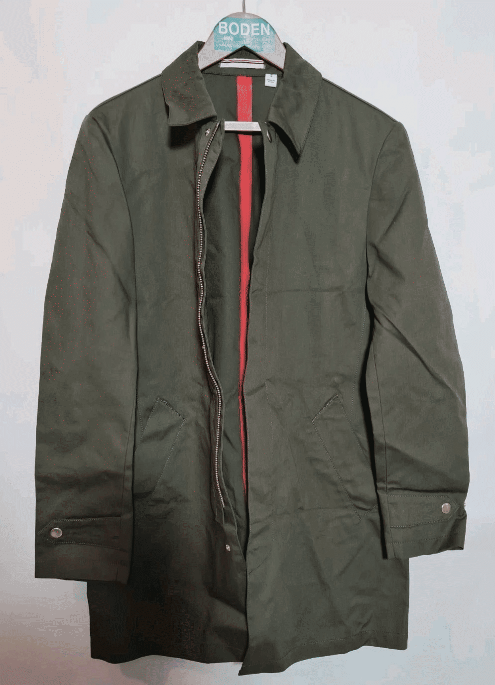 BODEN Men’s Khaki Green Trench Coat Smart Office Size S Brand New C1