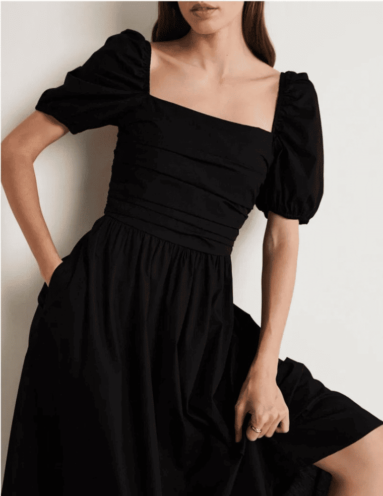 Thumbnail: Boden Ruched Bodice Midi Dress D0298 Black Size UK 8R  A9
