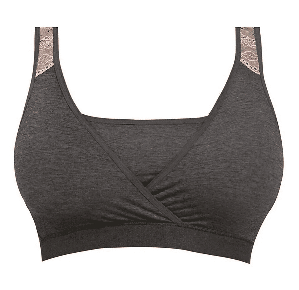 Thumbnail: Freya Chi Nursing Bra Size S Grey Maternity Drop Cup Crop Top Pink Lace 3901 L6