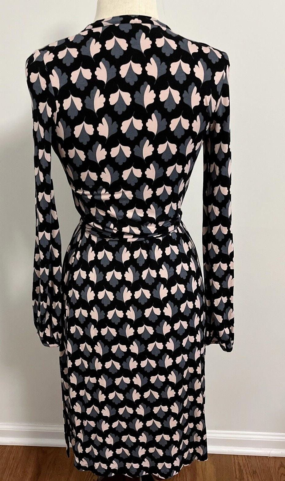 Thumbnail: Boden Elodie Leaf Pattern Long Sleeve Jersey Wrap Dress UK 12R NEW J0280 D19