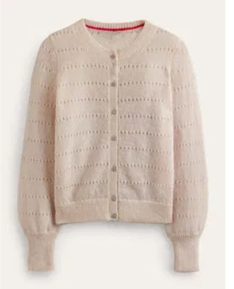 BODEN Fluffy Textured Cardigan Wool Mix Beige RRP £120 Size XS Brand New A22