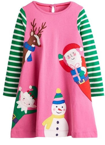 Mini Boden Christmas Dress Festive Cotton Long Sleeve Age 5-6 Years Preloved G9
