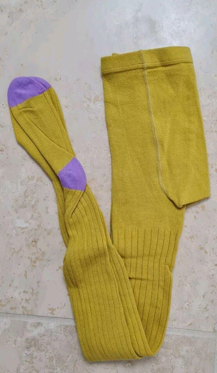 Mini Boden Girls Ribbed Tights Spicy Mustard Yellow Age 9-10 Years Brand New
