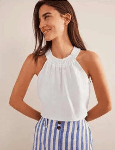 Thumbnail: BODEN Smocked Halter Top White T1230 Size UK 22 Brand New A15