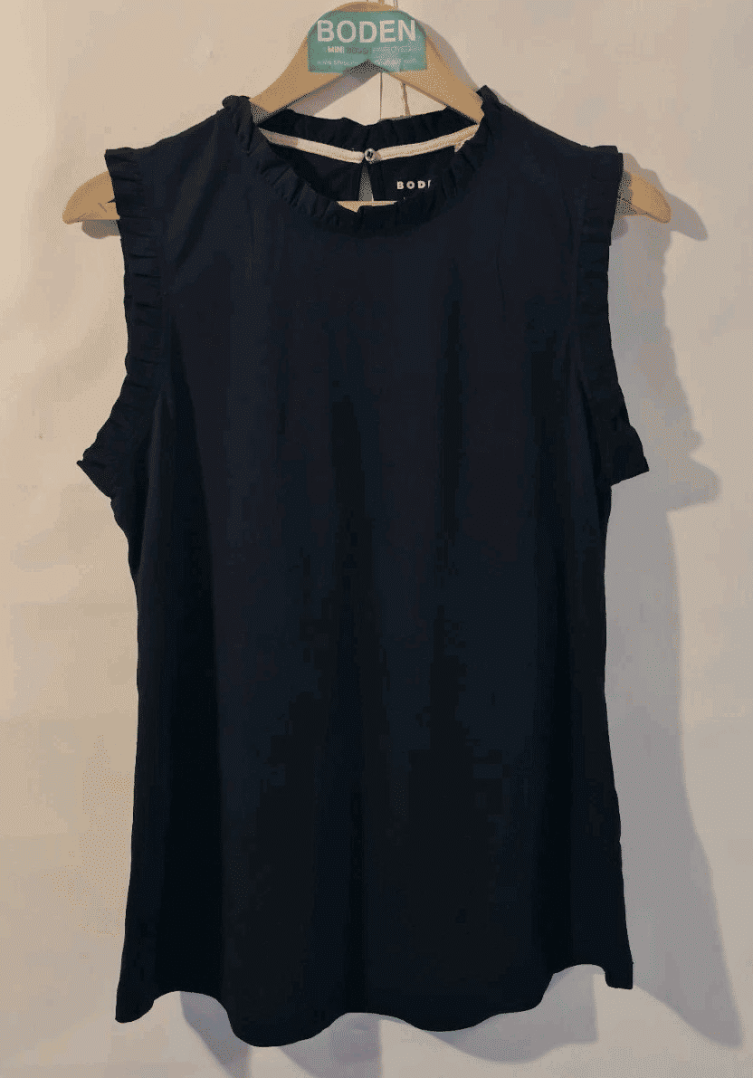 Thumbnail: Boden Ladies Ruffle Trim Top Black Size UK 12 Brand New T1602 A24
