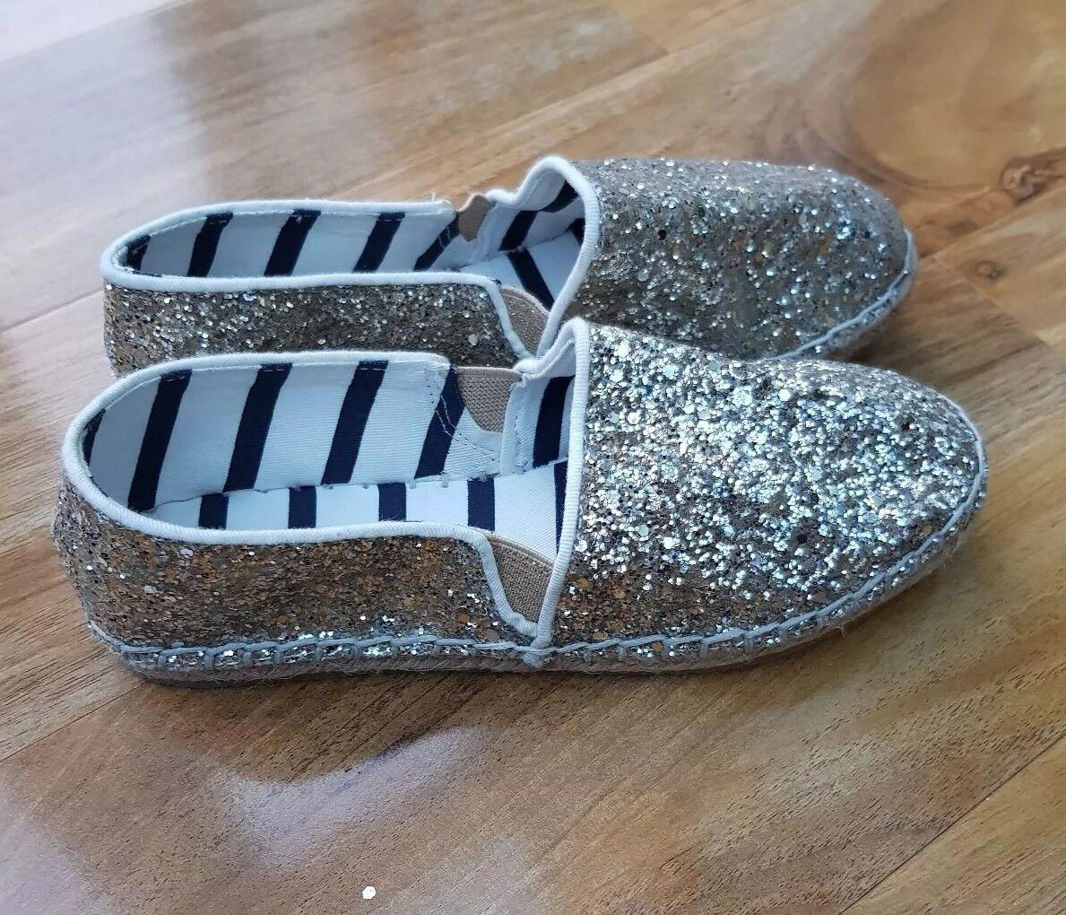 Mini Boden Girls Glitter Sparkly Gold Flat Shoes Size 35-UK 2 BRAND NEW