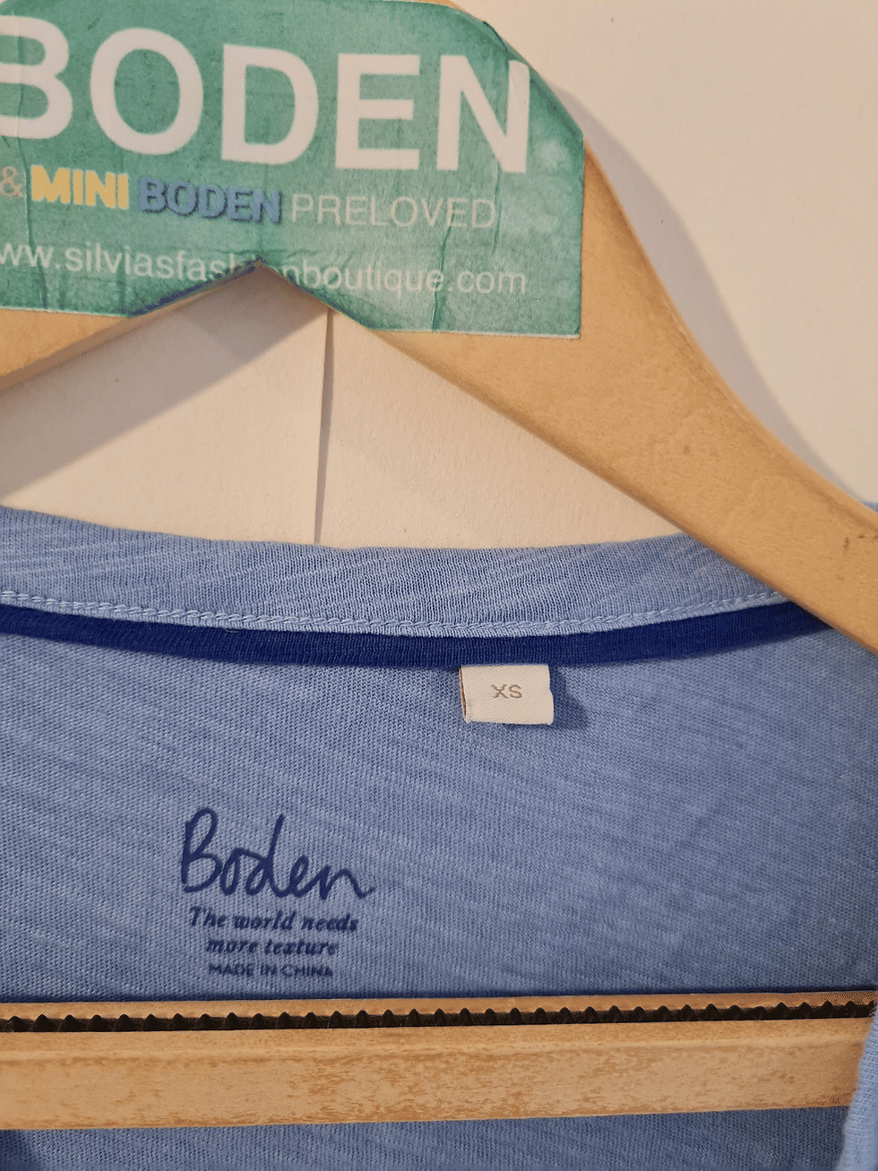 Thumbnail: Boden LADIES Cotton Pocket Top Blue V NECK Size XS Preloved A14
