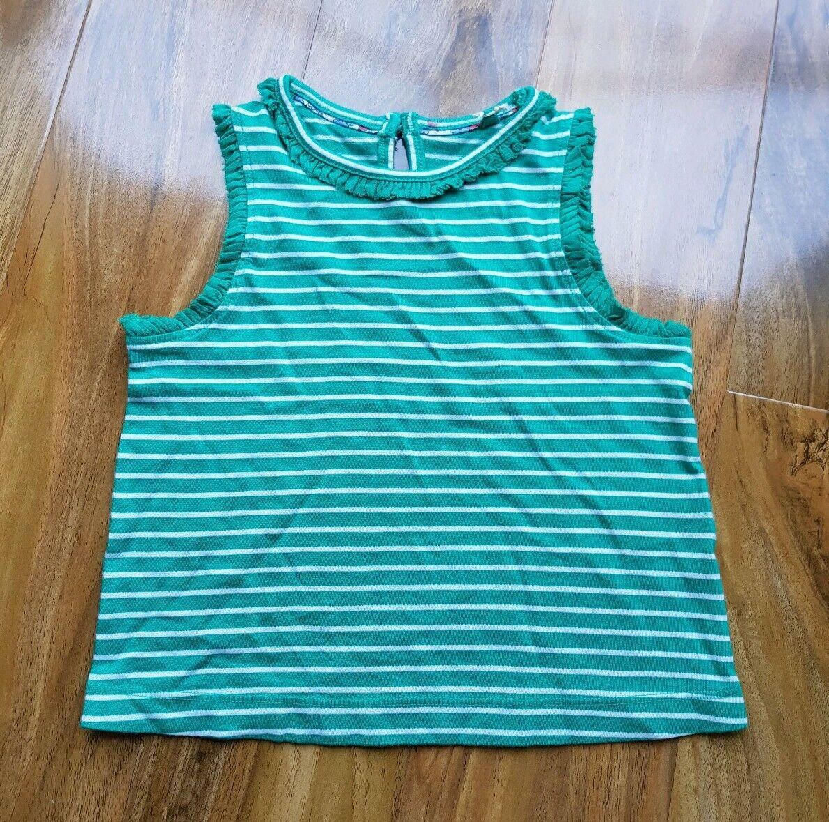 Mini Boden Girls Soft Cotton Green Stripe Top Vest Uk Size 5-6 Years Brand New