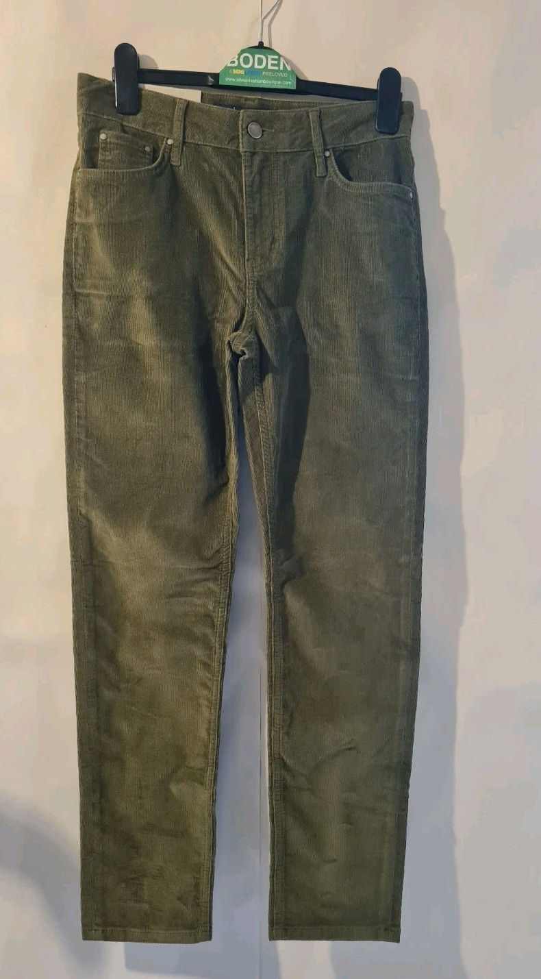 BODEN Corduroy Straight Jeans Bottle Green SIZE UK 6R preloved R0446 A19