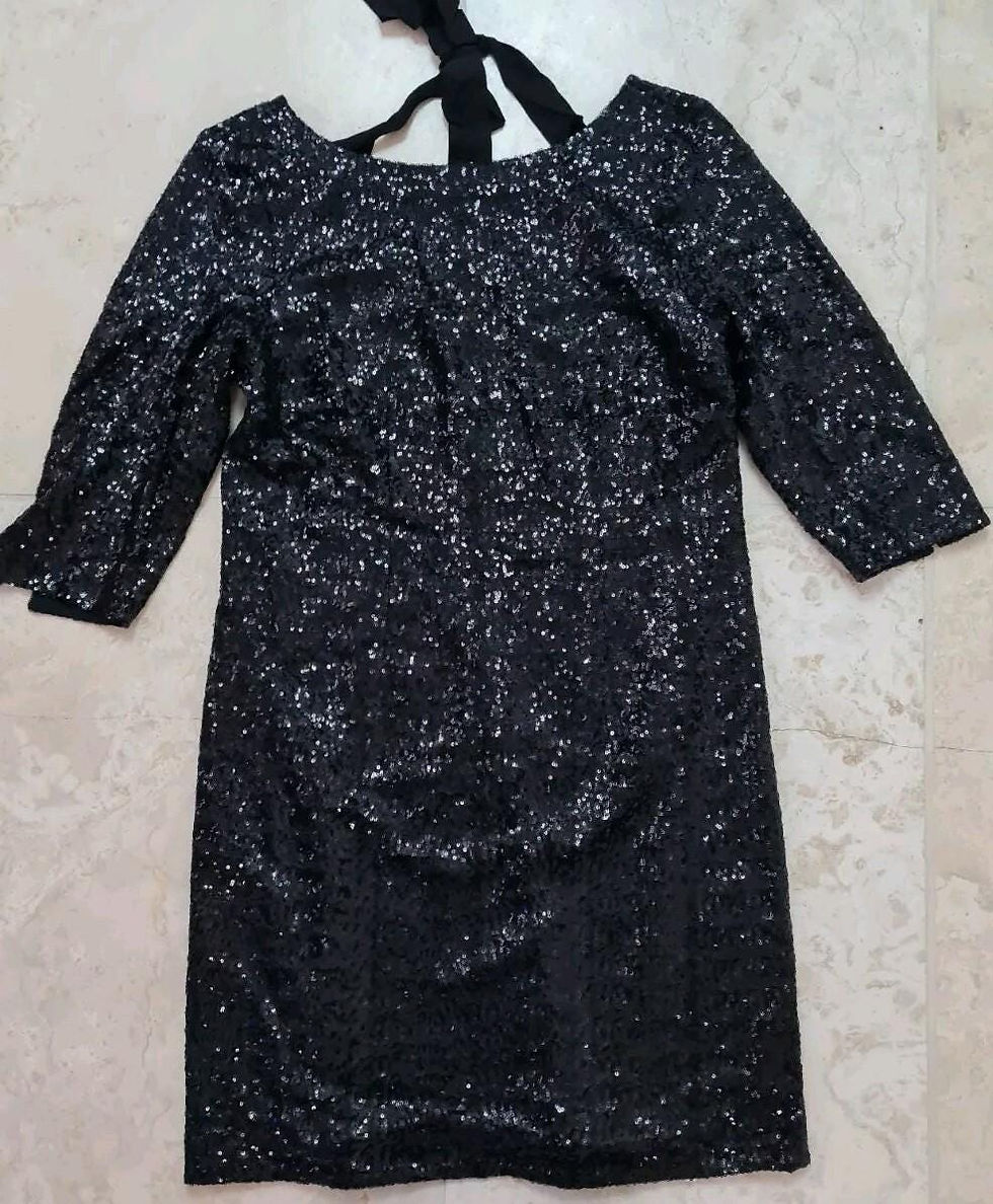 Thumbnail: Boden Ladies Sequin Black Dress Size Uk 10 Brand New Sample D43
