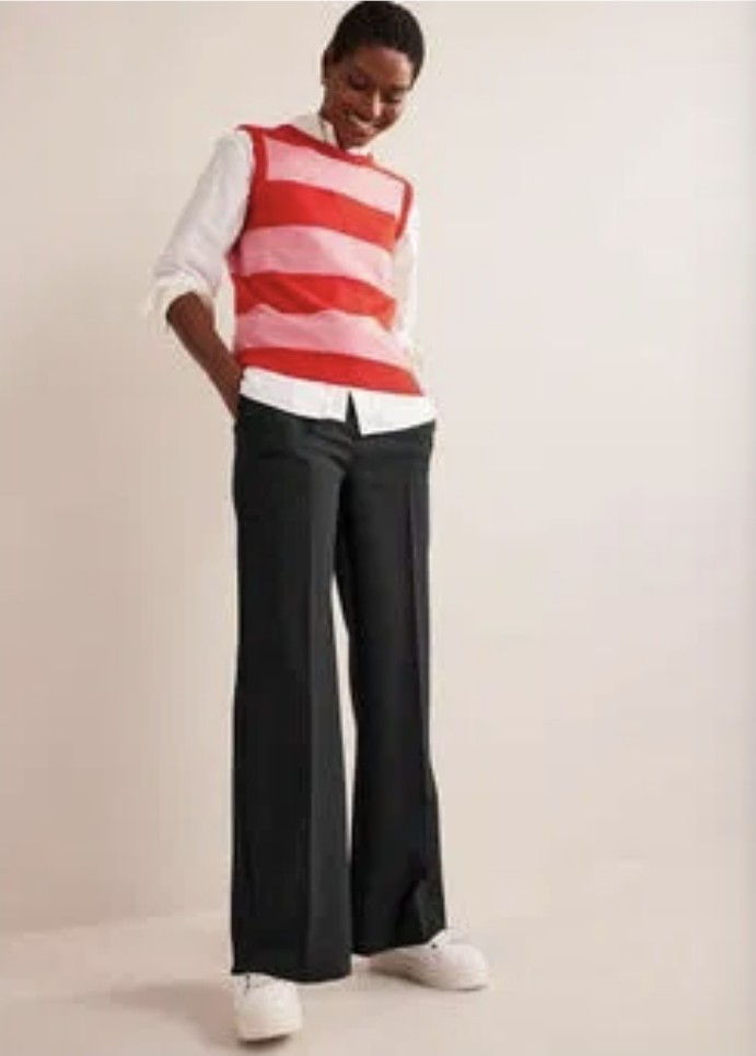BODEN Westbourne Wide Leg Trousers Black RRP £90 R0419 Size UK 10R Brand New A9
