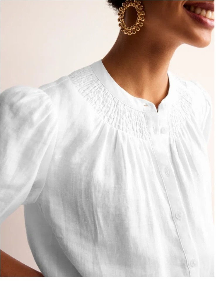 Thumbnail: BODEN Ada Linen Blouse Top White Size UK 8 T1503 Brand New  A7