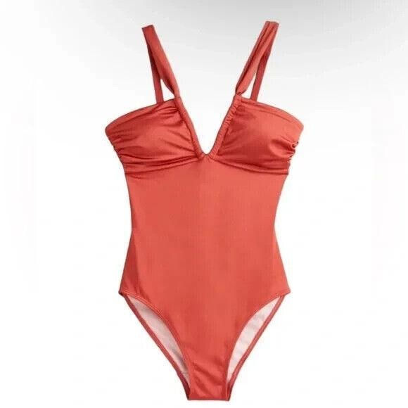 Thumbnail: Boden Gathered Bandeau Swimsuit Chili Oil Size Uk 20 Brand New S0251 B1