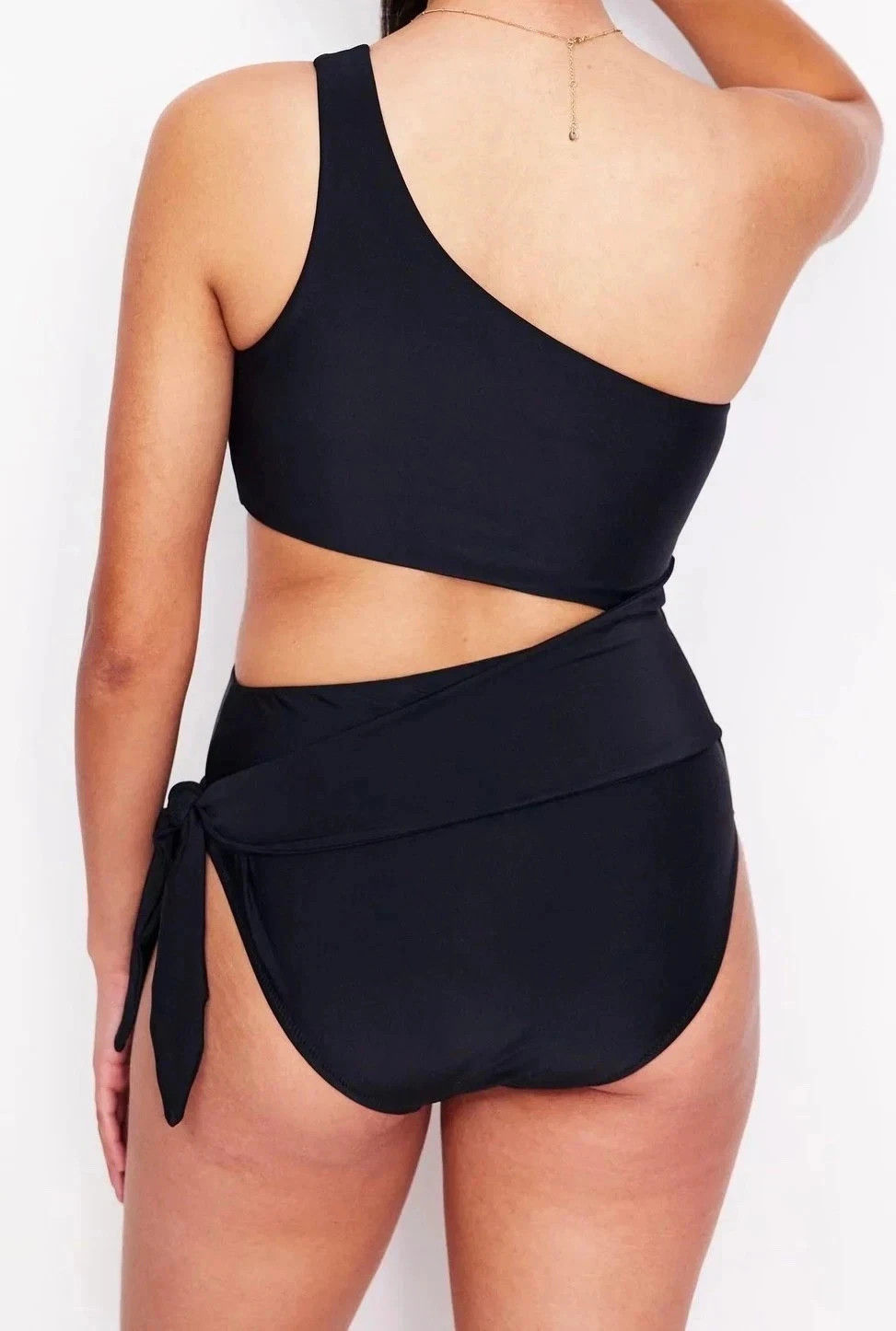 Thumbnail: Boden Asym Tie Swimsuit One Shoulder Black UK 10 Non Wired Padded S0438  NEW  B1