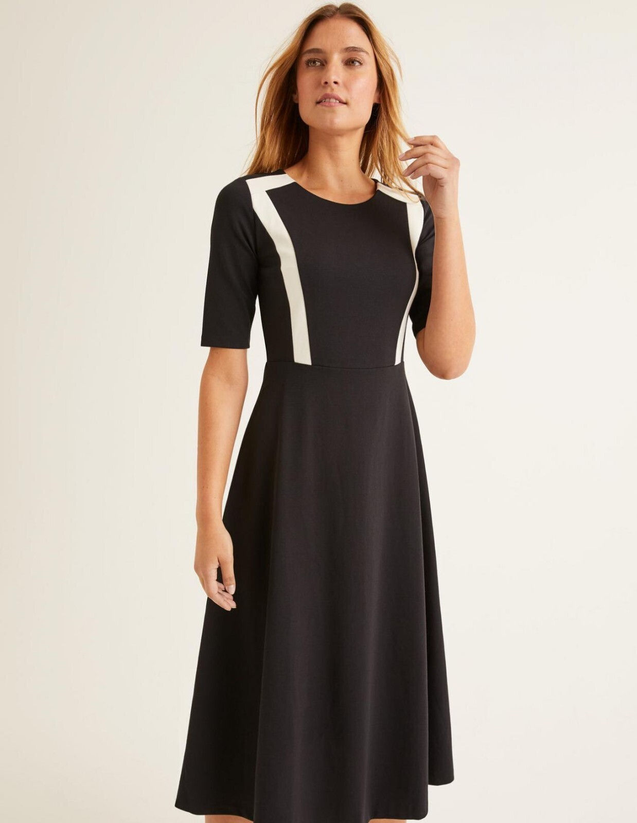BODEN Emily Ponte Midi Dress BLACK J0480 RRP £110 SIZE UK 12L BRAND NEW D18