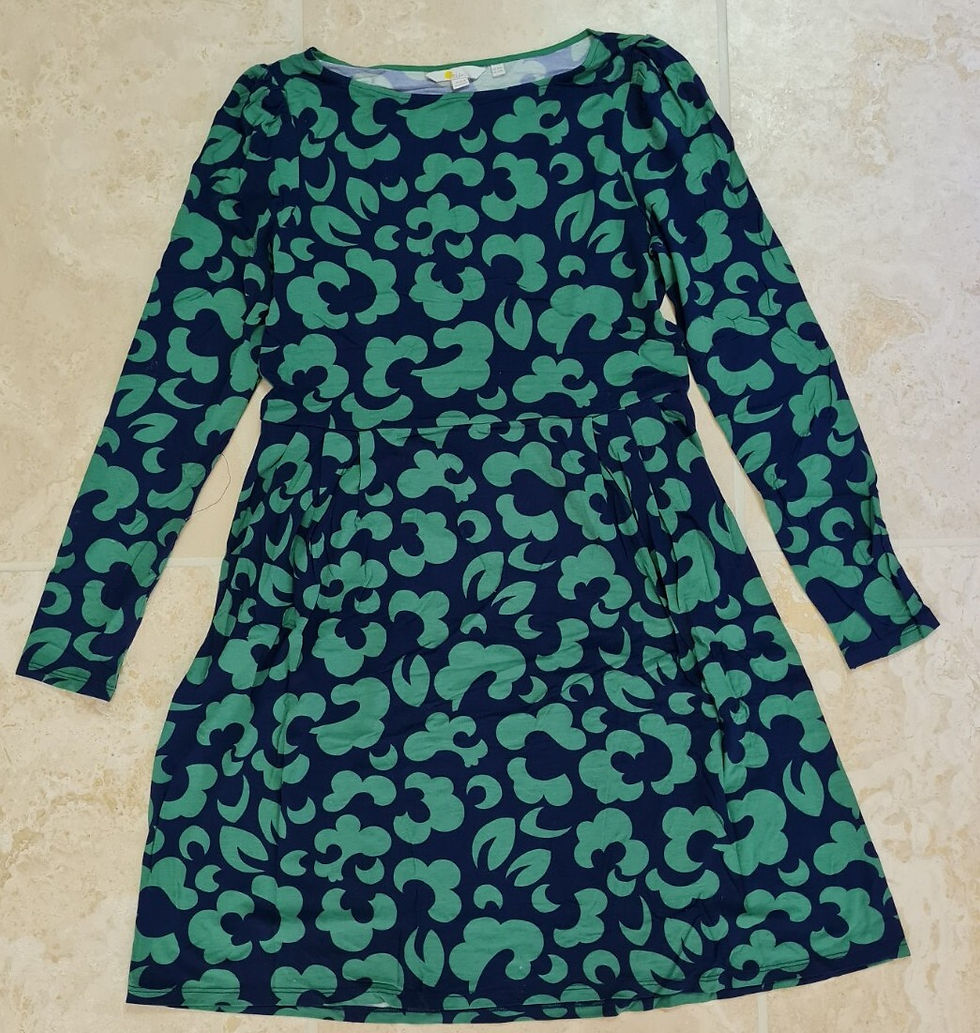 Thumbnail: BODEN Francesca Jersey Dress GREEN Spinning Petals UK 14R J0811 BRAND NEW  D11