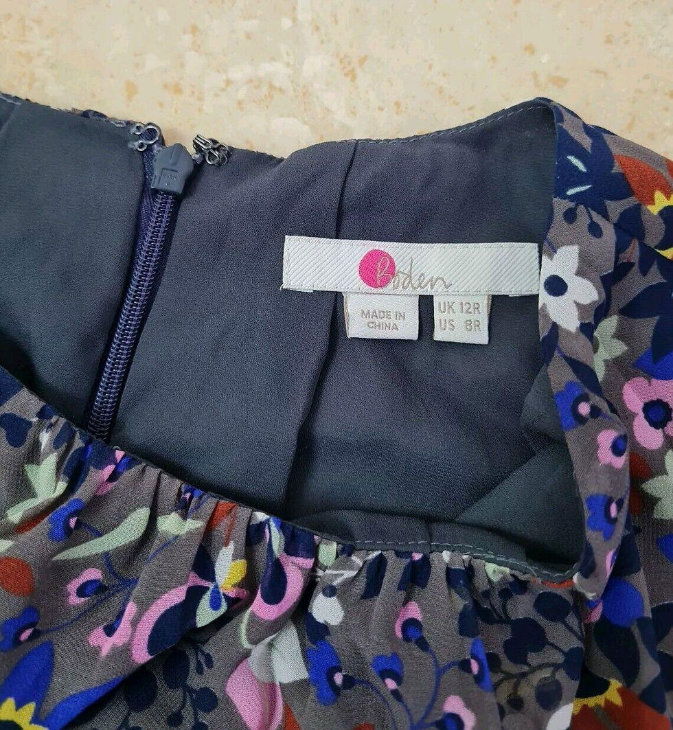 Thumbnail: Boden Ladies Navy Floral Long Sleeve Sleeve Dress Uk 12R Brand New Sample D41