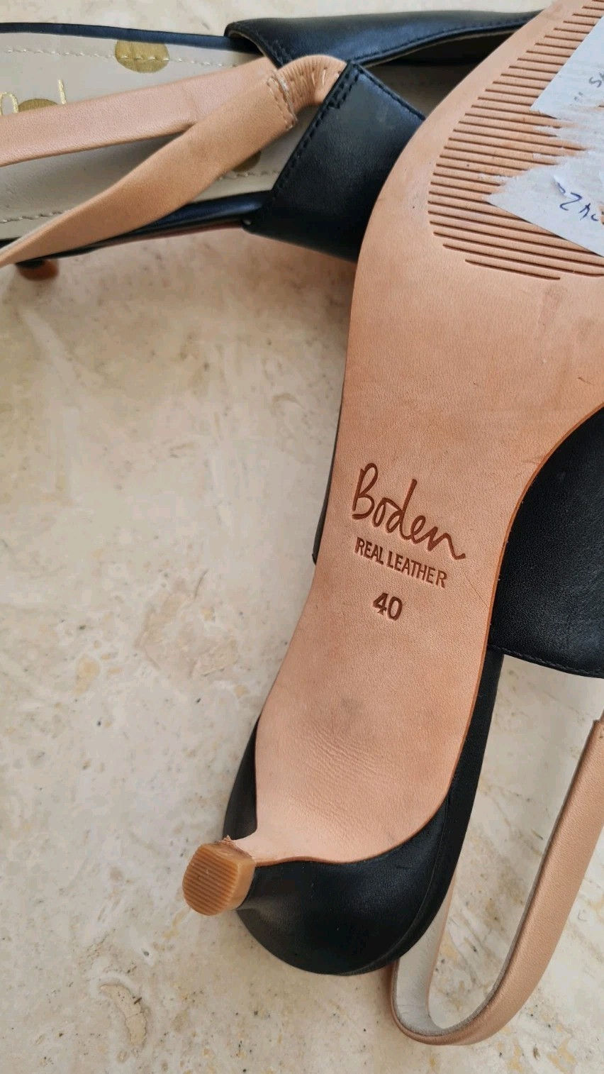 Thumbnail: BODEN Florrie Kitten Leather Heel Slingbacks RRP £98 Size 40/6.5 Brand New  H10