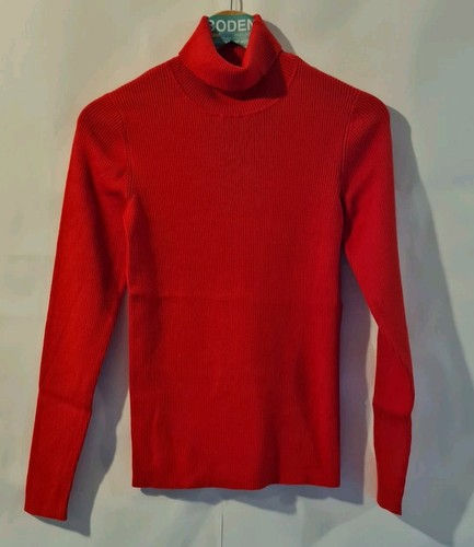 Thumbnail: Boden Ribbed Knit Roll Neck Turtleneck Cotton Sweater Red Size M Preloved A8