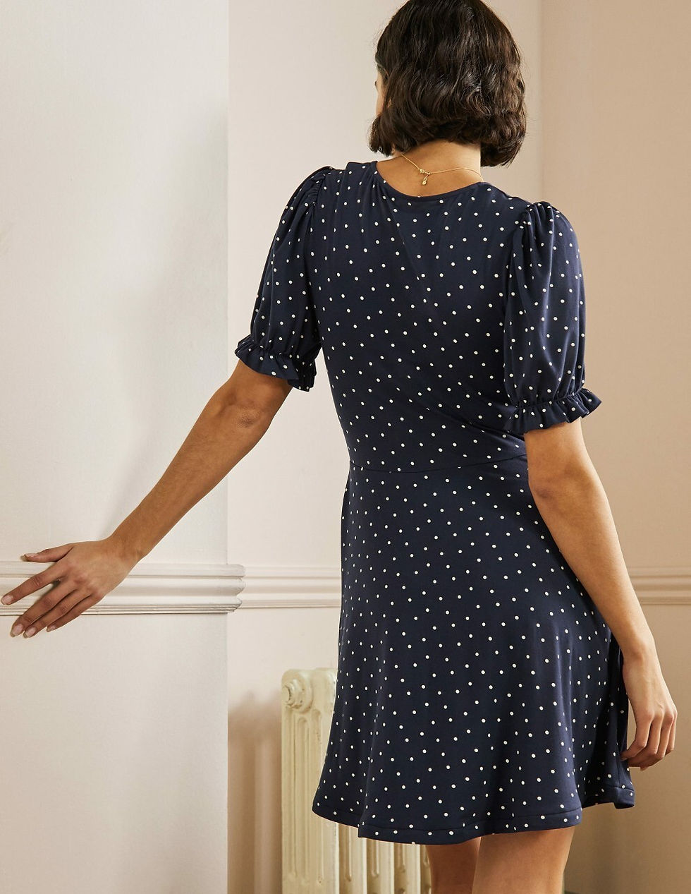 Thumbnail: BODEN V-Neck Jersey Dress Navy, Pin Dot D0136 SIZE UK 20L BRAND NEW  D12