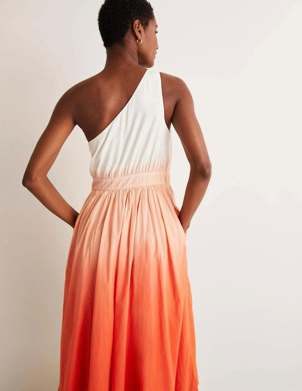 Thumbnail: Boden One Shoulder Midi Dress Firecracker Dip Dye Size Uk 14 Perfect D0414 D26