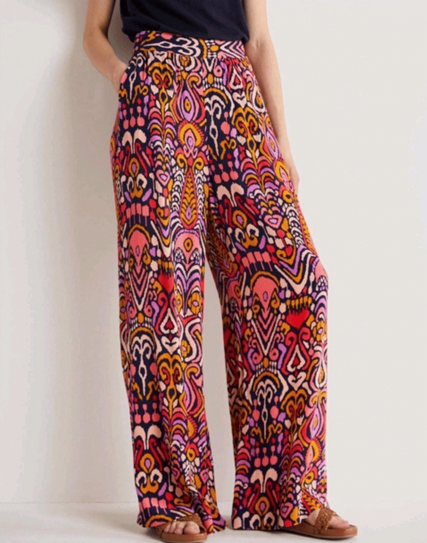 Thumbnail: BODEN Grace Crinkle Wide Leg Trousers R0142 Size UK 22R Brand New A25