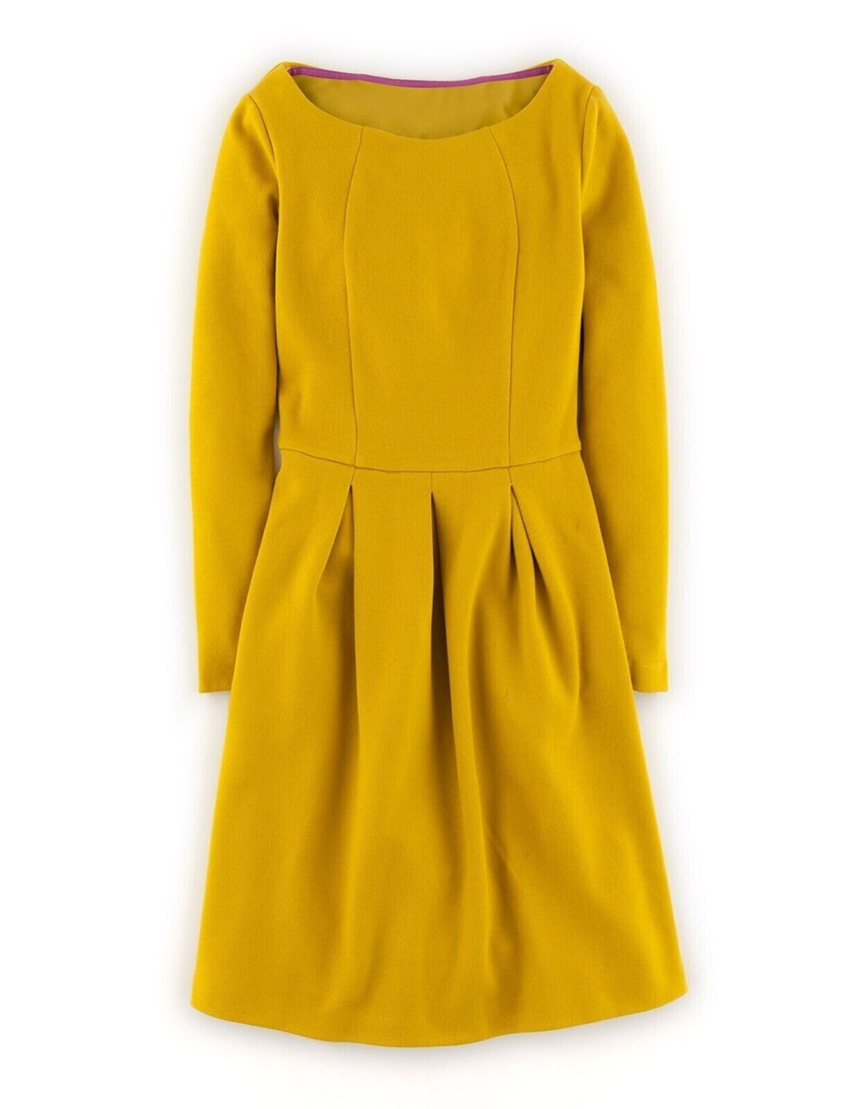 Boden Textured Cotton Lindsey Ponte Dress Yellow Size UK 10R WH718 VGC D24