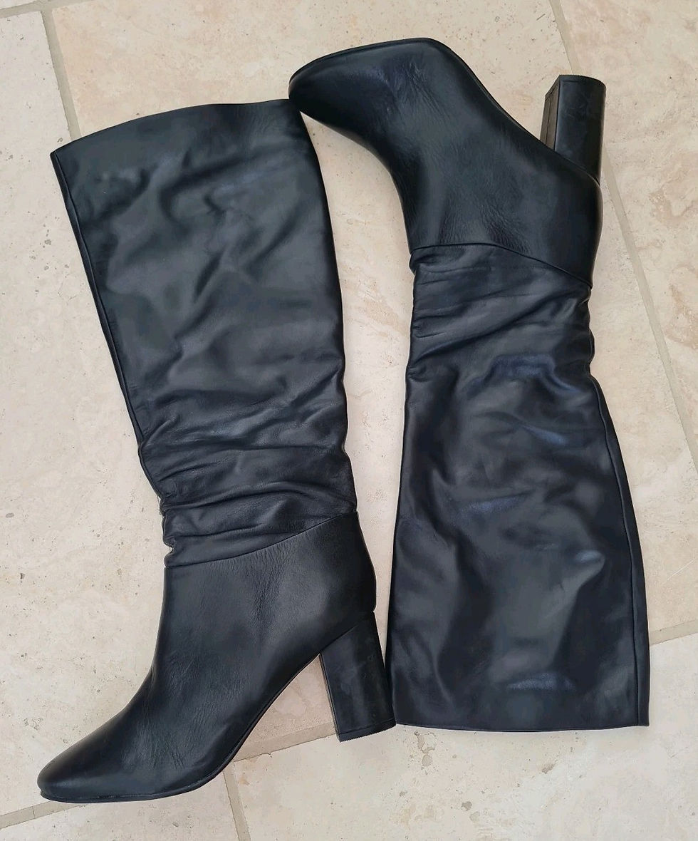 Thumbnail: Boden Real Leather Black Knee High Boots Size 40/6.5 Brand New  H10