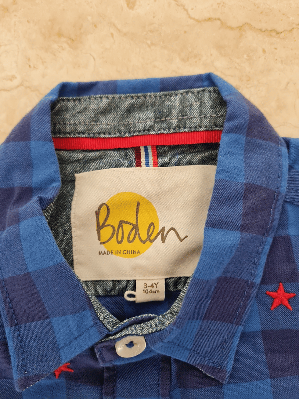 Thumbnail: Mini Boden Boys Long Sleeve Cotton Star Embroidery Shirt 3-4 years Brand new G7