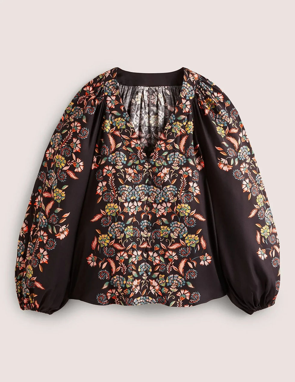 Thumbnail: BODEN Placement Border Print Top Black Placement SIZE UK 6 T1082 BRAND NEW T10