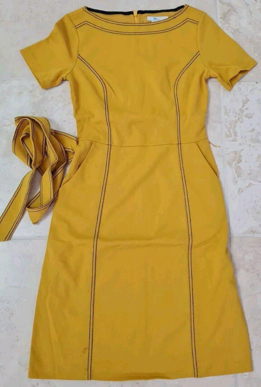 Thumbnail: Boden Rebecca Ponte Tie-Waist Shift Dress Size UK 8 Tuscan Sun NEW SAMPLE D41