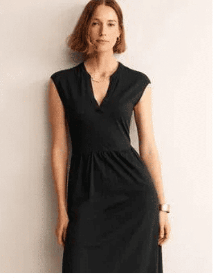 Thumbnail: BODEN Chloe Notch Jersey Midi Dress Black D0917 Size UK 16R Brand New A16