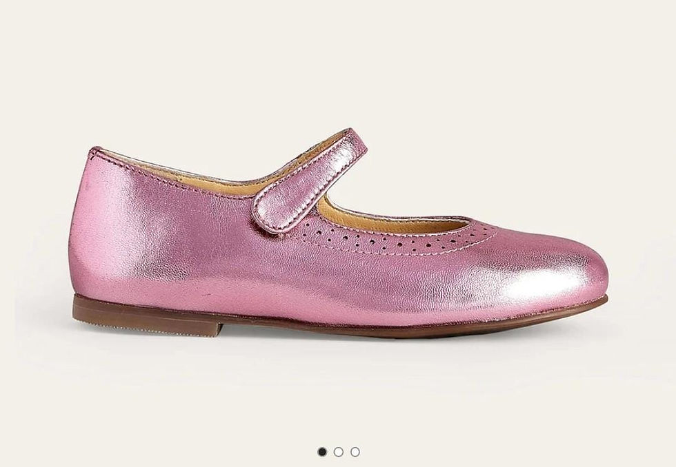 Thumbnail: Mini Boden Girls Leather Mary Janes Metallic Pink Size 336 Preloved H5