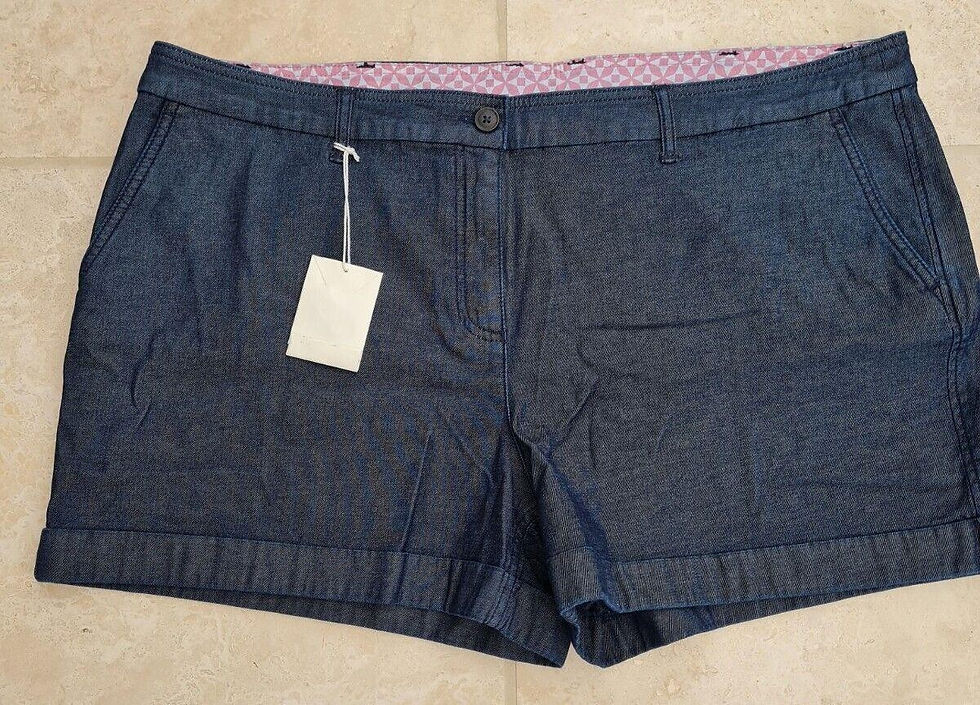 Thumbnail: Boden Ladies DENIM INDIGO COTTON Chino shorts SIZE UK 22 4" WJ043 BRAND NEW