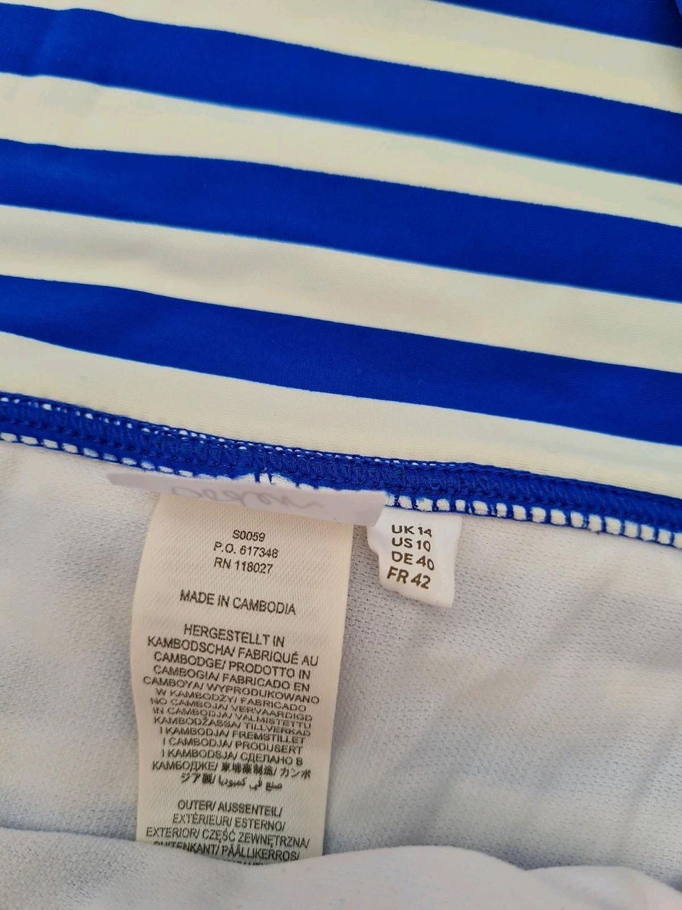 Thumbnail: Boden Eze Cuffed Bikini Bottoms Stripes S0059 Size Uk 14 Brand New B1