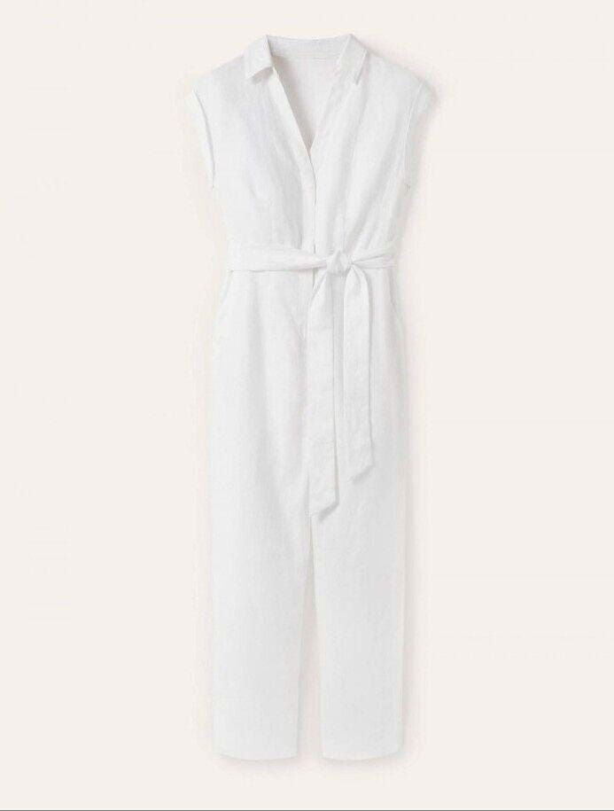 Thumbnail: Boden Catriona Linen Jumpsuit White Size Uk 12R Brand New T0780 P1