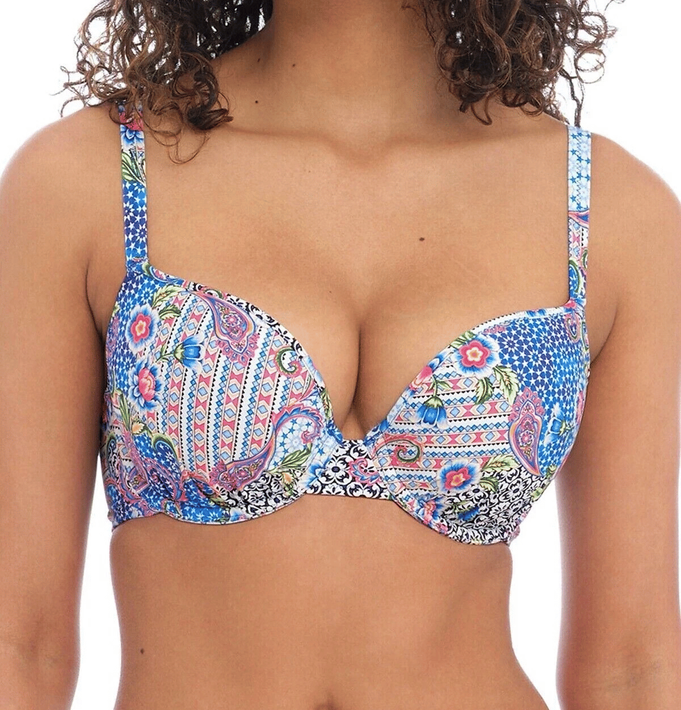 Thumbnail: Freya Boho Breeze Bikini Top Blue UK 36DD Padded Moulded Demi Plunge 202308 B4