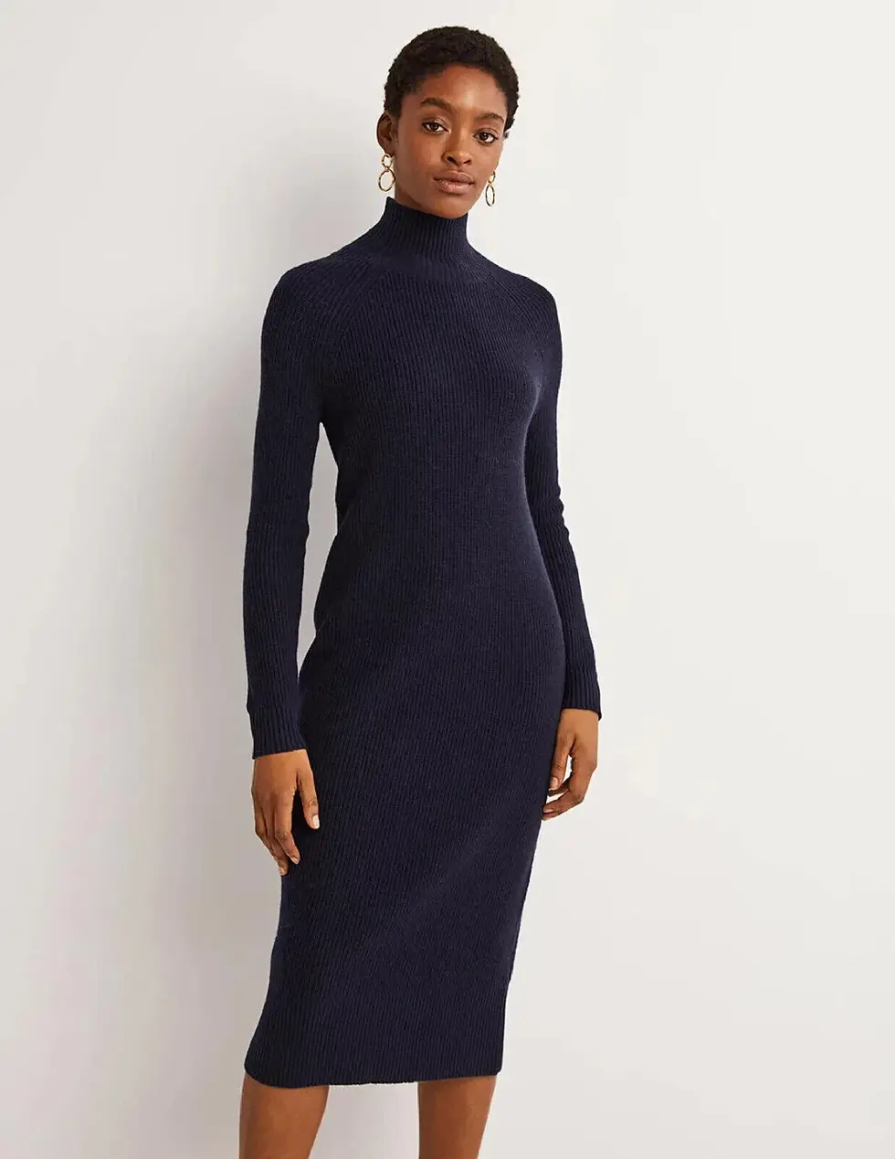Thumbnail: BODEN High Neck Knitted Midi Dress Navy RRP £120 D0385 SIZE UK 14 BRAND NEW D10
