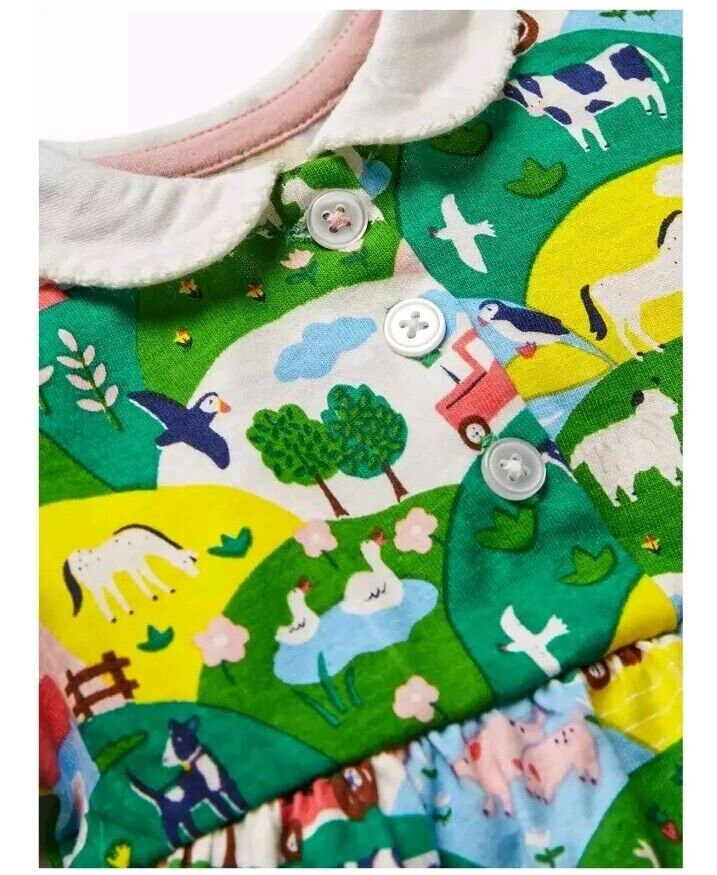 Thumbnail: MINI Boden BABY Long Sleeve Jersey Collared Dress Multi Coastal Farm brand new