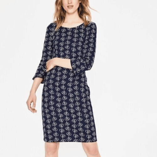 Thumbnail: Boden Newlyn Jersey Jacquard Dress NAVY SIZE UK 18L BRAND NEW J0232 D6