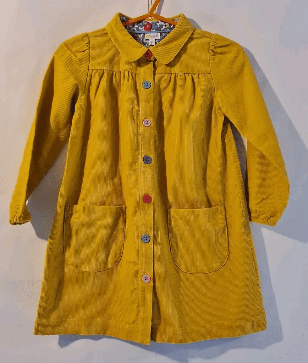 Thumbnail: Mini BodenGirls Yellow Corduroy Dress Rainbow Buttons 5-6 Years Brand New G14