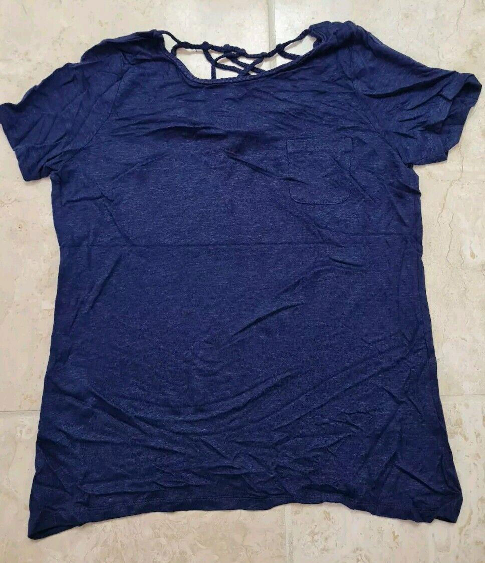 Boden Olivia Linen Back Detail Tee Navy Size Uk 16 Brand New T24