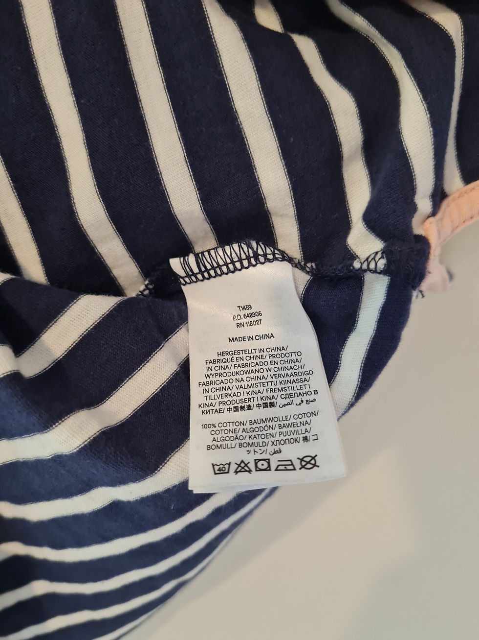 Thumbnail: BODEN Ella Short Sleeve Breton Top Size UK 12 Navy striped T1459 Preloved T23