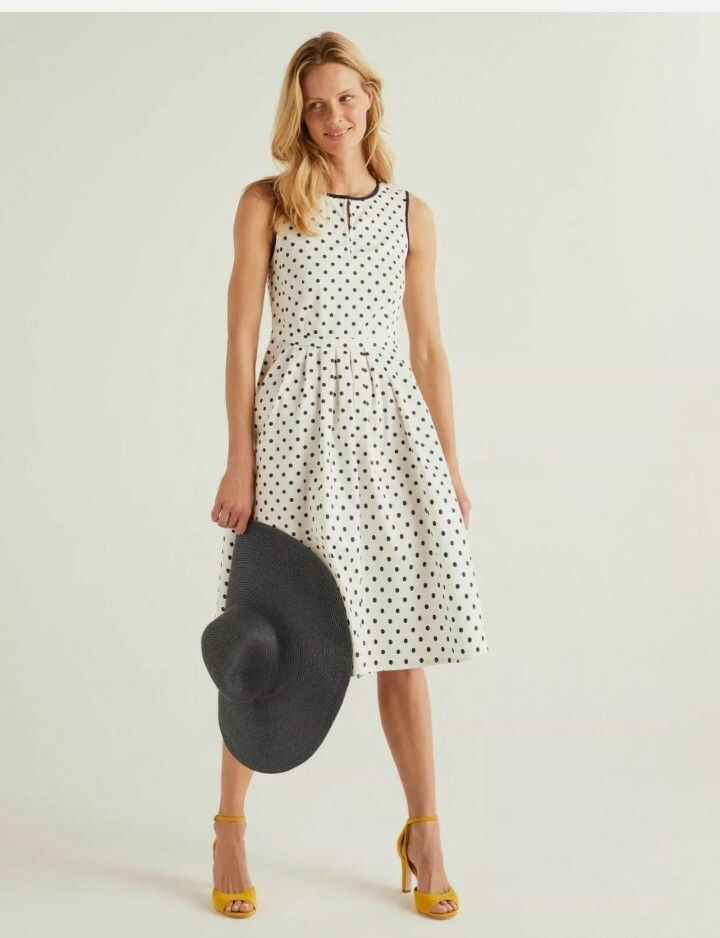 BODEN Maddie Dress IVORY BRAND DOT W0534 RRP £90.00 SIZE UK 18R BRAND NEW D12