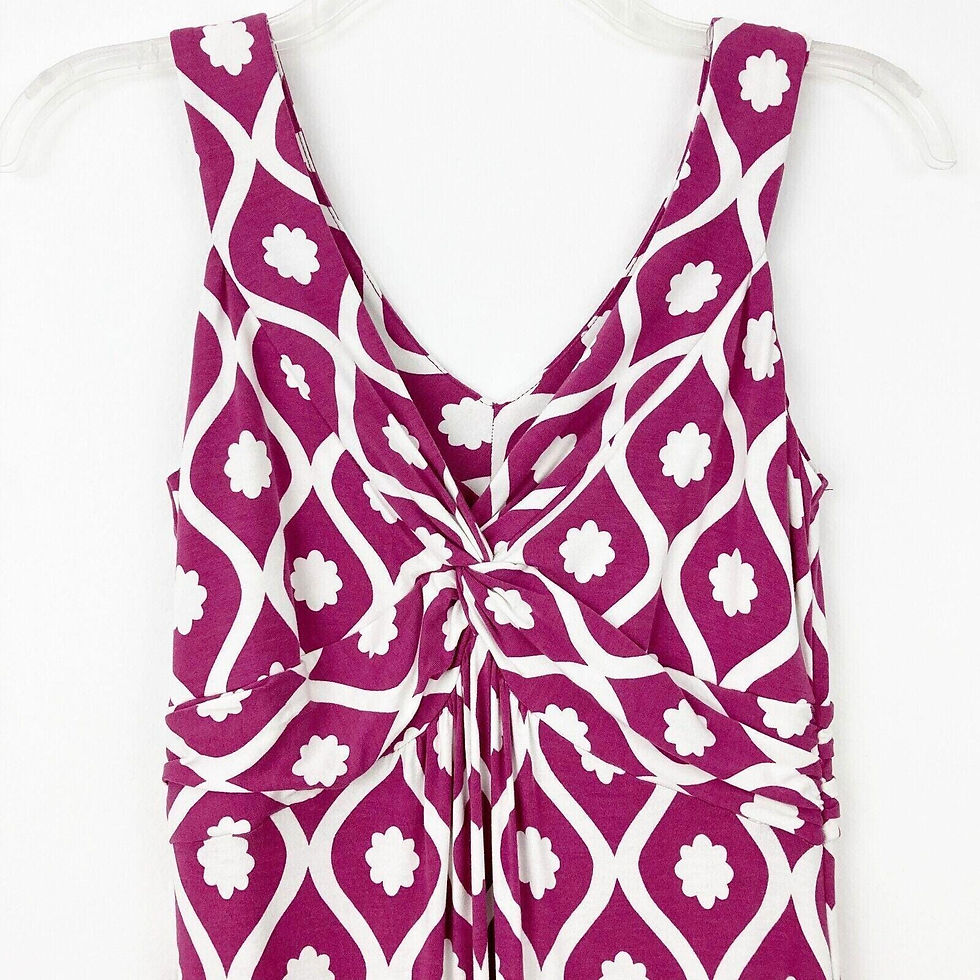 Thumbnail: Boden Jersey Twist Front Printed Maxi Dress PurpleWhite Uk 6R Ww183 New D19