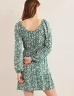 Thumbnail: BODEN Scoop Tiered Jersey Mini Dress Bottle Green Bloom Cascade UK 8L NEW D35