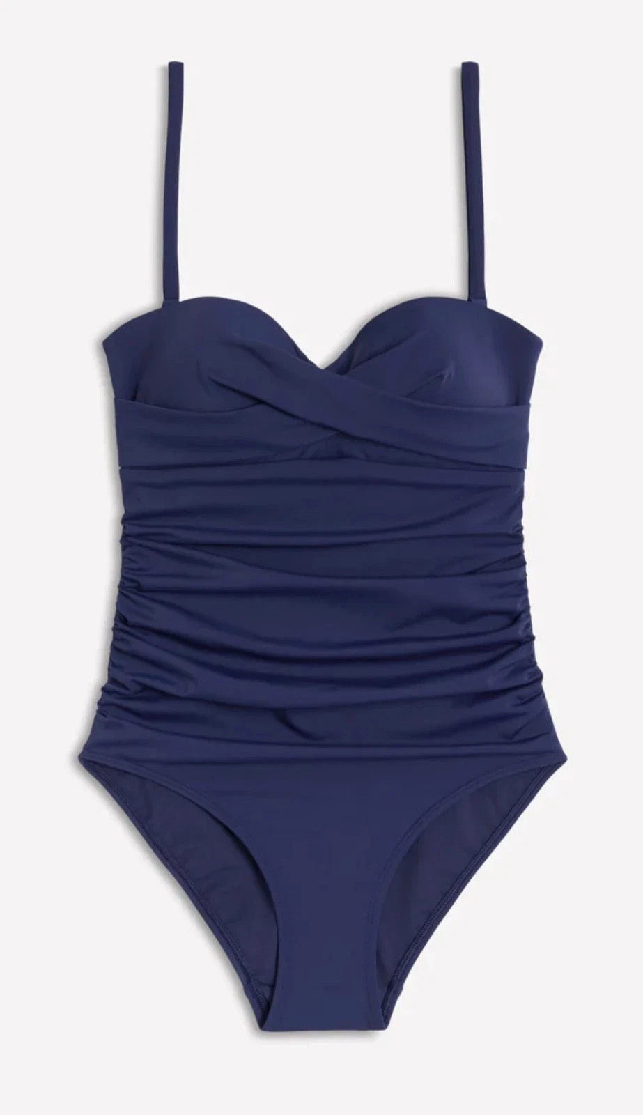 Boden Andros Twist Front Swimsuit UK 6R Navy Padded Strapless Tummy Control B6