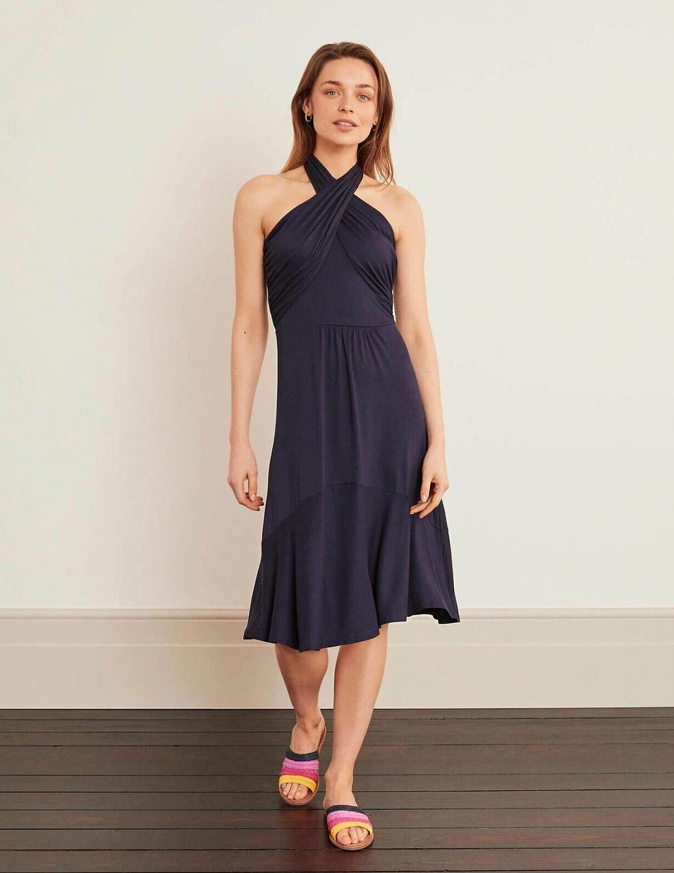Thumbnail: Boden Lilah Multiway Long Dress Navy J0682 Size Uk 12R Brand New D28